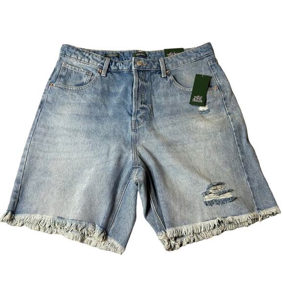 Wild Fable Jean Shorts Womens 14 Blue High Rise Denim Distressed Bermuda NEW - Picture 2 of 12